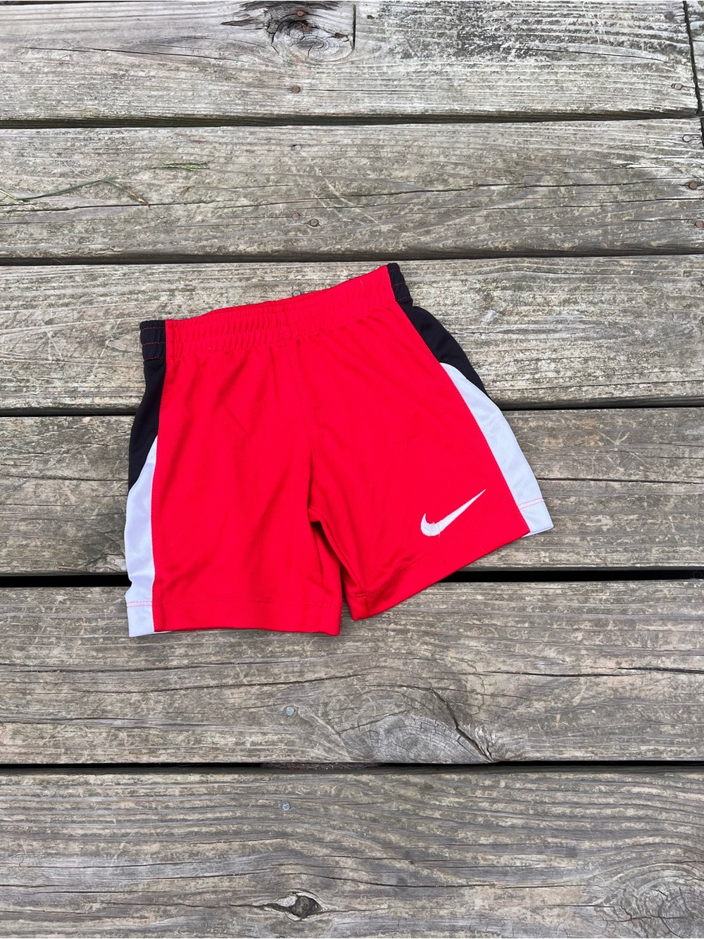 Nike Red Kids Athletic Shorts with Black and White Side Panels size xs